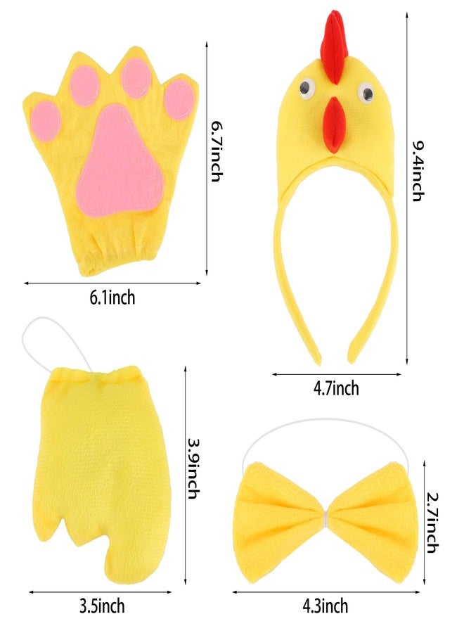 Exacoo 6Pcs Chicken Animal Costume Set Chick Headband With Beak Bowtie Tail Gloves Yellow Tutu Skirt Dress Up Cosplay Party Accessories Big Bird Costumes Chicky Outfit - Image 2