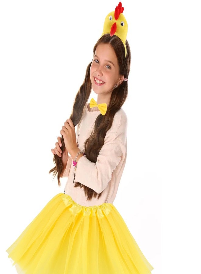 Exacoo 6Pcs Chicken Animal Costume Set Chick Headband With Beak Bowtie Tail Gloves Yellow Tutu Skirt Dress Up Cosplay Party Accessories Big Bird Costumes Chicky Outfit - Image 5