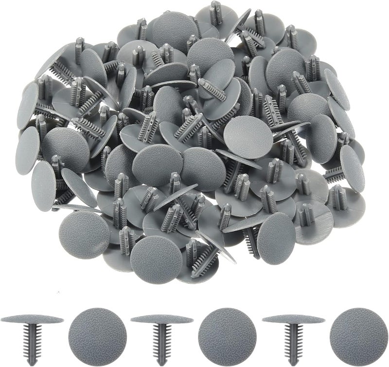 100 Pcs 6mm Plastic Push-Type Rivet Clips for Car Door, Fender, Bumper, Side Skirt, Trim Panels, Gray - Image 1