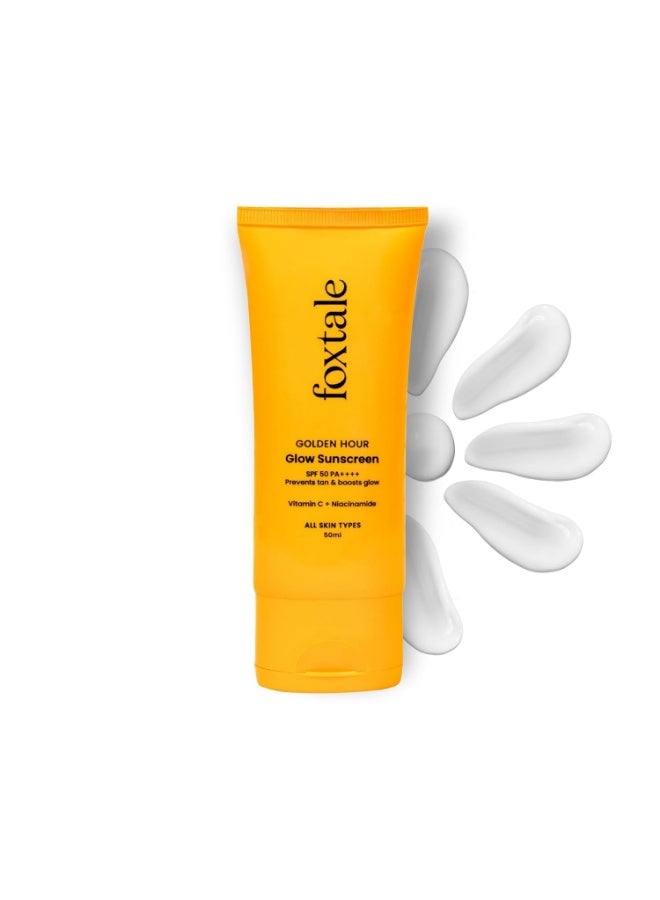FoxTale Vitamin C & Niacinamide Glow Sunscreen Spf 50 Pa++++, Lightweight, Fast Absorbing, Uva And Uvb Filters, Prevents Tanning, No White Cast, Non-Greasy, For Men&Women, All Skin Types - 50 Ml - Image 2