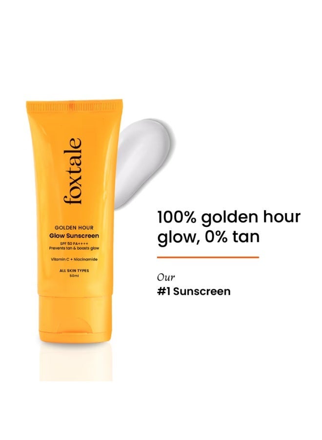 FoxTale Vitamin C & Niacinamide Glow Sunscreen Spf 50 Pa++++, Lightweight, Fast Absorbing, Uva And Uvb Filters, Prevents Tanning, No White Cast, Non-Greasy, For Men&Women, All Skin Types - 50 Ml - Image 2