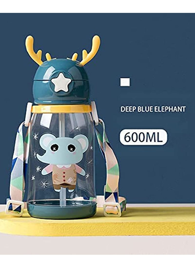 Y&D Baby Sippy Cup Antlers Learner Soft Silicone Spout Leak Proof Toddler with Shoulder Strap Appropriate for Older than 6 months BPA Free Blue Green Pack of 2 - Image 5