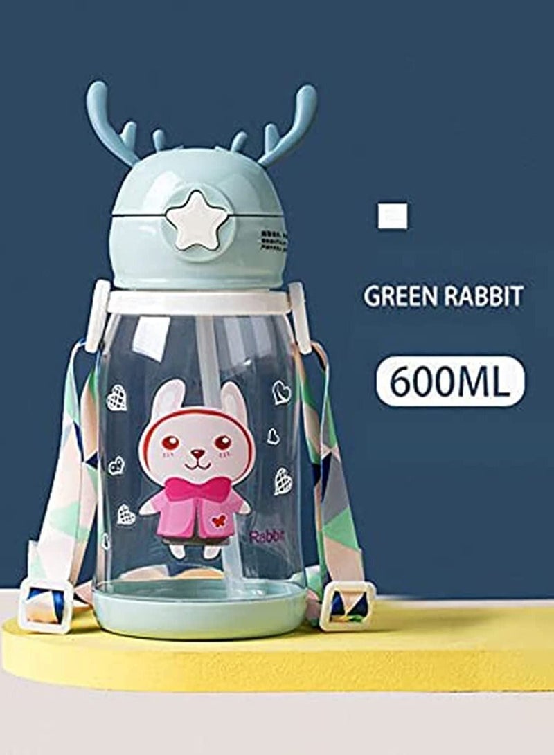 Y&D Baby Sippy Cup Antlers Learner Soft Silicone Spout Leak Proof Toddler with Shoulder Strap Appropriate for Older than 6 months BPA Free Blue Green Pack of 2 - Image 4