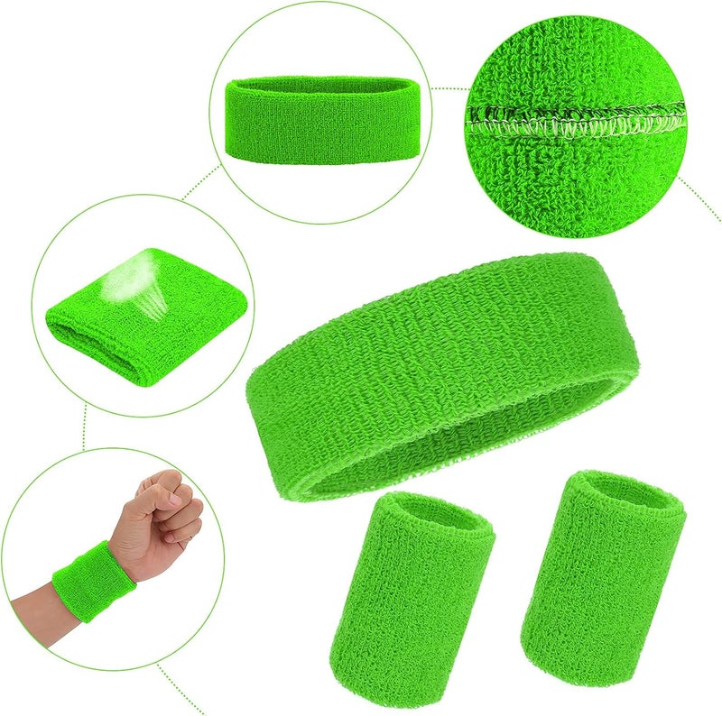 Aster 6pcs Headband Wristband Set, Including 2pcs Sports Headband and 4pcs Wristband Sports Band Colorful Striped Sweatband for Men and Women Basketball Soccer Yoga Badminton Tennis Volleyball Golf - Image 3