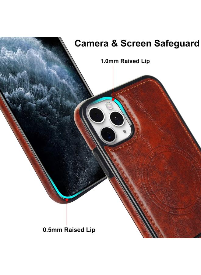 Zaboon Case For iPhone 11 Pro Max Retro Leather Invisible Stand MagSafe Phone Case - Image 4