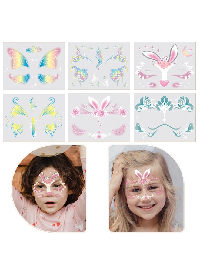 Animal Temporary Face Tattoo for Kids 6 Pack Animal Fake Face Tattoos for Boys and Girls Kids Face Painting Stickers, Birthday Festival Makeup Stickers Party Gifts - Image 1
