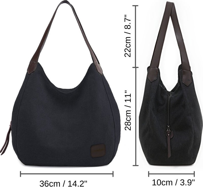 Cappadocia Vintage 3286 Lonia Women's Canvas Tote Bag - Black  - Image 4