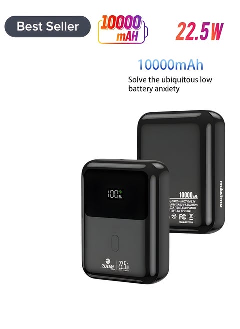 ZP10 10000 mAh With PD22.5W(MAXIMO SERIES) Super Fast Power Bank With One Usb-C And One Usb-A, Fast Charging Battery Pack Supporting For Any Types Of Electronic Acessories Also Any Type Of Phone , Laptop And More