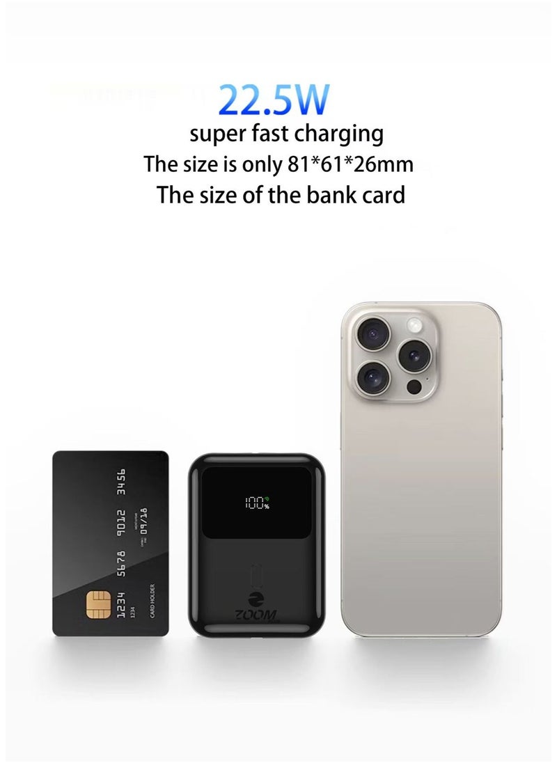ZP10 10000 مللي أمبير في الساعة مع PD22.5W (سلسلة MAXIMO) بنك طاقة فائق السرعة مع منفذ USB-C واحد ومنفذ USB-A واحد، حزمة بطارية شحن سريع تدعم أي نوع من الملحقات الإلكترونية وأيضًا أي نوع من الهواتف وأجهزة الكمبيوتر المحمولة والمزيد