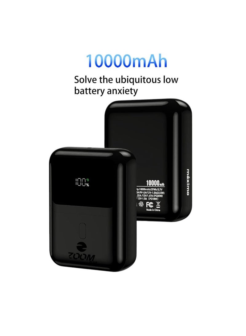 زوم بلس ZP10 10000 مللي أمبير في الساعة مع PD22.5W (سلسلة MAXIMO) بنك طاقة فائق السرعة مع منفذ USB-C واحد ومنفذ USB-A واحد، حزمة بطارية شحن سريع تدعم أي نوع من الملحقات الإلكترونية وأيضًا أي نوع من الهواتف وأجهزة الكمبيوتر المحمولة والمزيد - Image 1