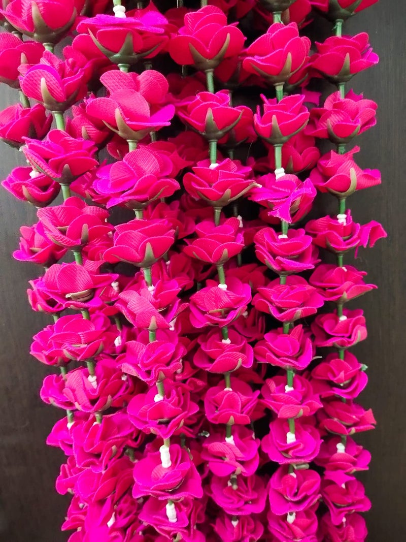 3A FEATURETAIL 5ft Artificial Velvet Roses Garland String, Duplicate Roses Chain for Decoration (5Ft Length 4pc Set, Velvet Pink Roses Ladi) - Image 3