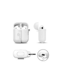 Generic Protective Silicone Air Pods Case with hook White Color  - Image 3