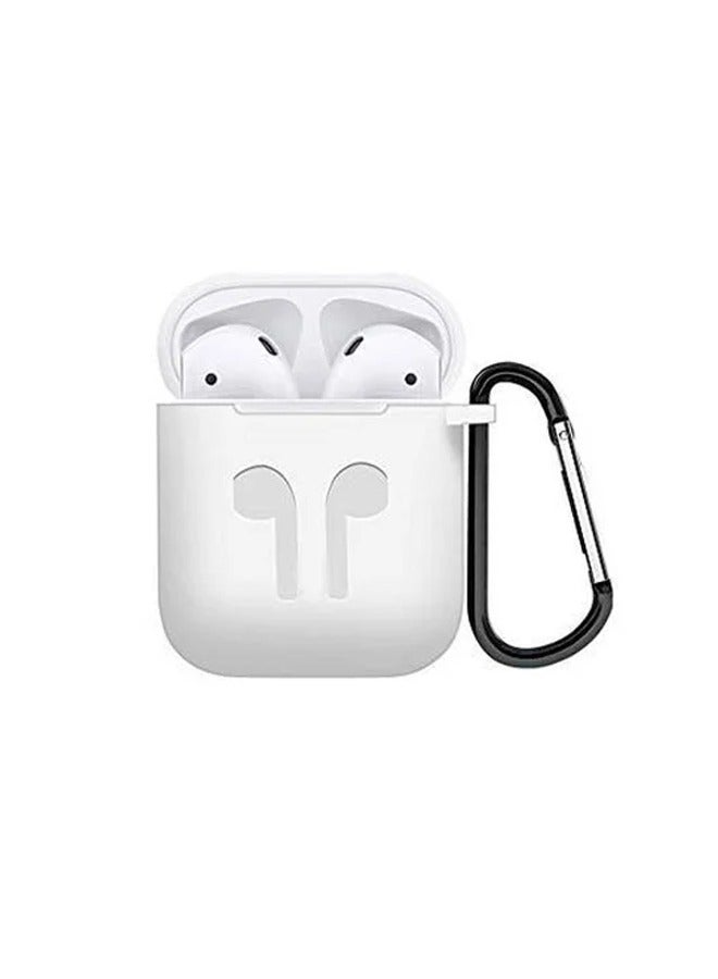 Protective Silicone Air Pods Case with hook White Color  - Image 4