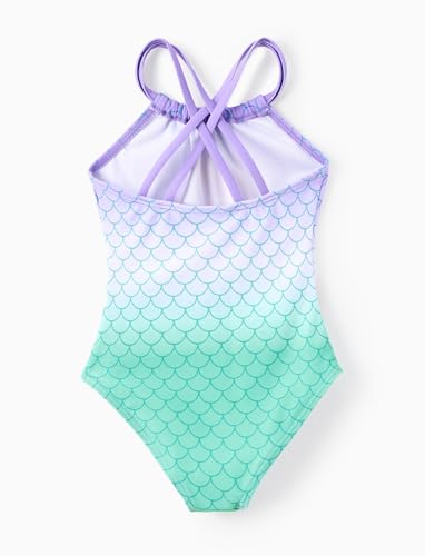 Disney Princess Girls Swimsuits Ariel Mermaid UPF 50+ One Piece Bathing Suits Sport Summer Beach Swimwear Blue Quick Dry for Toddler Girls Size 5-6T - Image 2