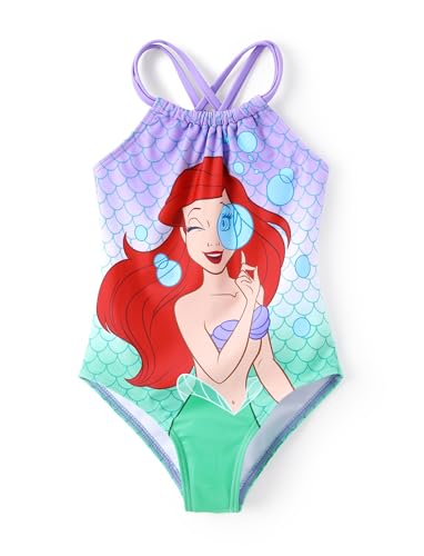 Disney Princess Girls Swimsuits Ariel Mermaid UPF 50+ One Piece Bathing Suits Sport Summer Beach Swimwear Blue Quick Dry for Toddler Girls Size 5-6T - Image 3