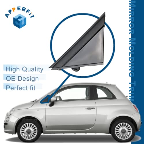 APPERFiT Fiat 500 Door Mirror Flag Cover Molding (Gloss Black) Left Driver & Right Passenger Side Compatible with 2012-2019 Fiat 500 Replaces 1SH17KX7AA 1SH16KXAA - Image 2