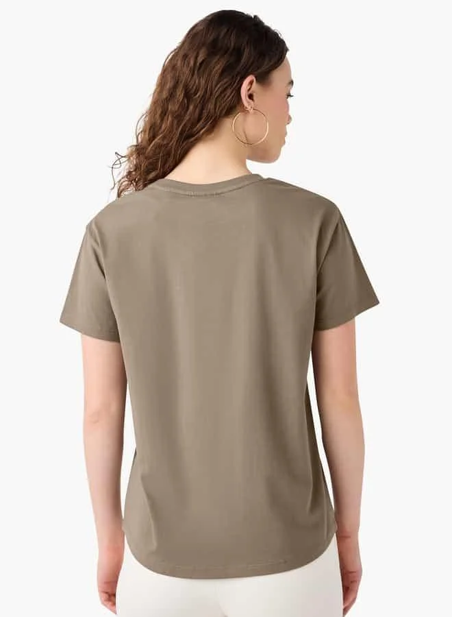 Kappa Kappa Logo Detail Crew Neck T-shirt with Short Sleeves