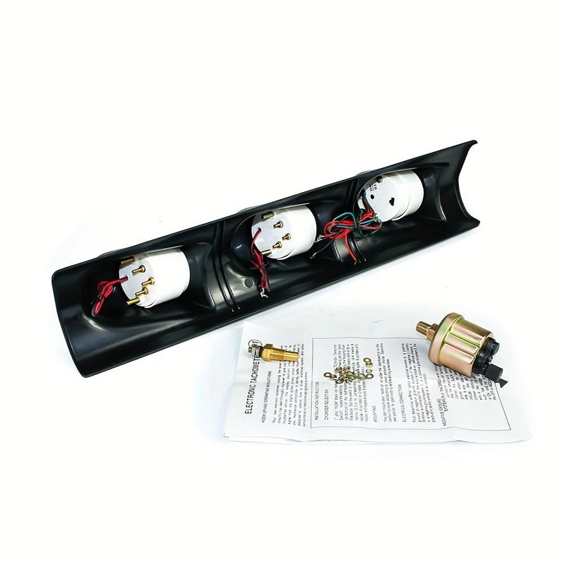 2 52mm Blue LED Triple 3 Gauge Kit Tachometer Water Temperature Oil Pressure Gauge Meter Racing Instrument Compatible 1pc - Image 3