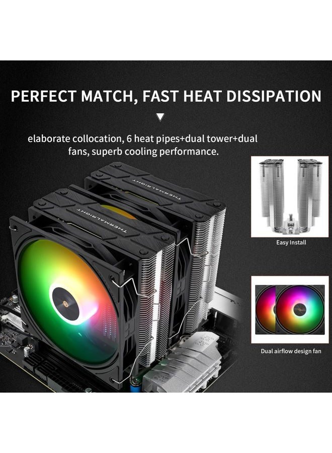 Thermalright Peerless Assassin 120 ARGB Black V3 CPU Cooler,6 Heat Pipes CPU Air Cooler,Dual TL-P12-S PWM Fans,157mm High,for Intel LGA1700/1851/1150/1151/1200/2011,AM4/AM5 - Image 4