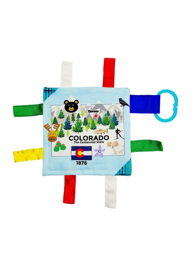 The Learning Lovey Baby Jack & Co 8x8' Crinkle Learning Lovey Tree Toys for Infants - Learn USA geography - Soft & Safe BPA Free w/Stroller Clip (Colorado) - Image 1