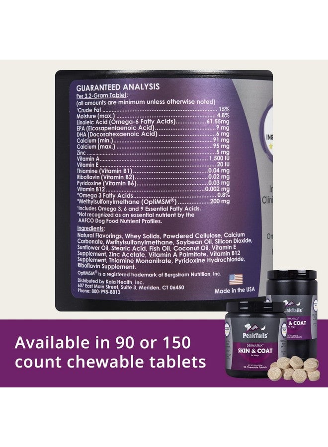 كالا هيلث بيك تيلز ديرماتريكس، 90 قرصًا للكلاب، يدعم صحة البشرة ولمعانها ويقلل من تساقط الشعر المفرط، يحتوي على ميثيل سلفونيل ميثان وزيت السمك وأحماض أوميجا 3 و6 الدهنية الأساسية - Image 3