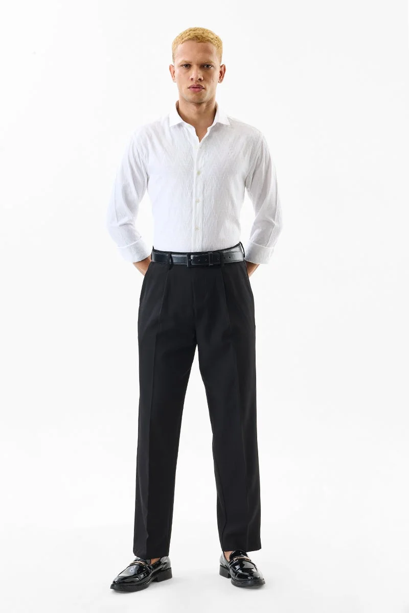 سنيتش White Textured Long Sleeve Slim Fit Shirt