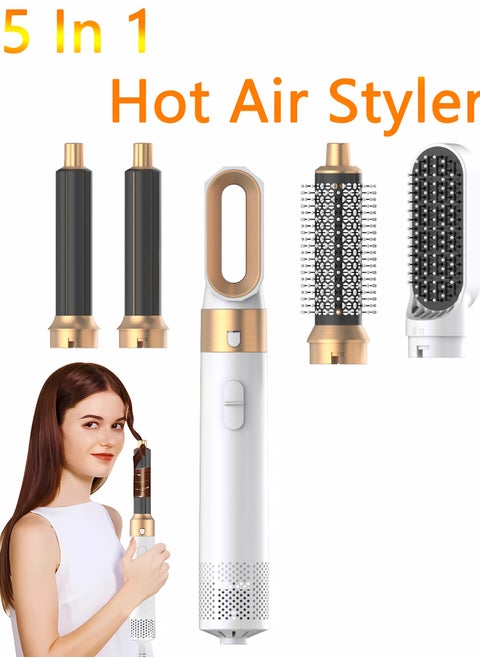 5-in-1 Hair Dryer Brush & Styling Tool Set All-in-One Salon Hot Air Styler for Drying, Combing, Curling, Straightening & Preventing Hand Burns