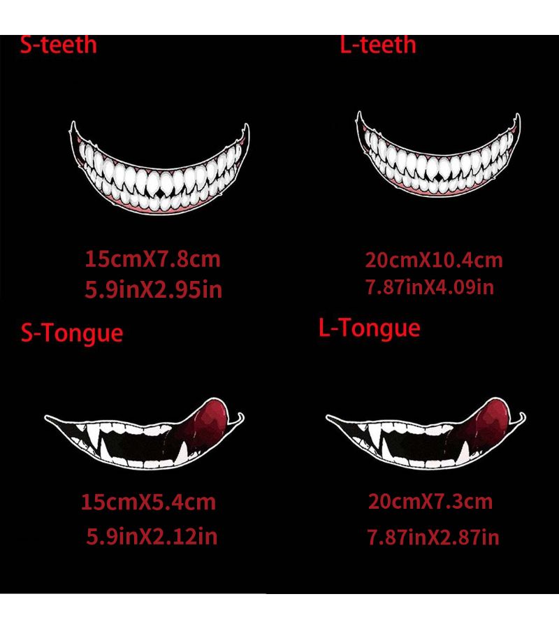 Motorcycle Helmet Decoration Sticker L Teeth DIY Self Adhesive Teeth Design - Image 2