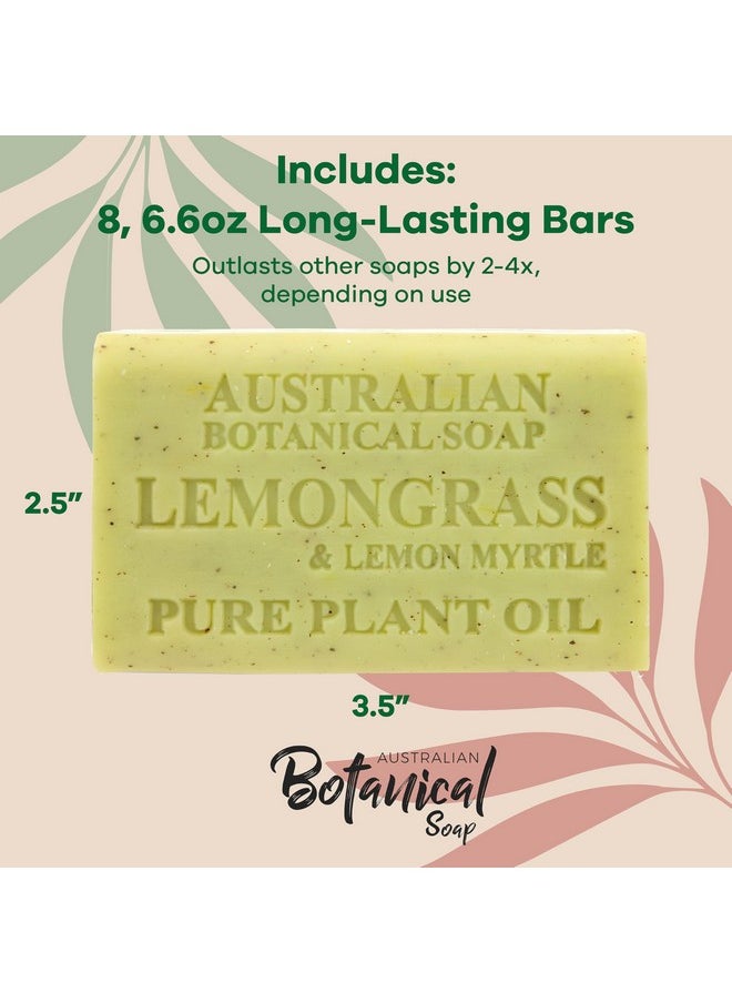 Australian Botanical Soap - Lemongrass & Lemon Myrtle 6.6 Oz. (187 G) Soap Bars Natural Ingredient Bar Soap All Skin Types Women & Men Shea Butter Enriched Pack Of 8 - Image 1
