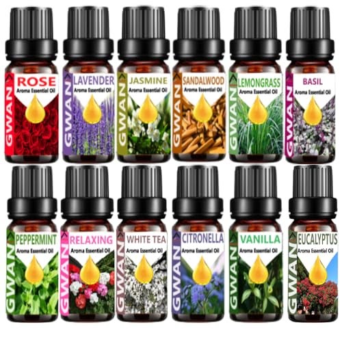 Gwan Aroma Diffuser Oil/Essential oil for Home Fragrance | Best for Aromatherapy | Helps in meditation | Used in Diffusers, Candles, Air Fresheners, Soaps, Humidifier, Diffuser | No Chemicals 10ml Each - (Set of 12) - Image 2