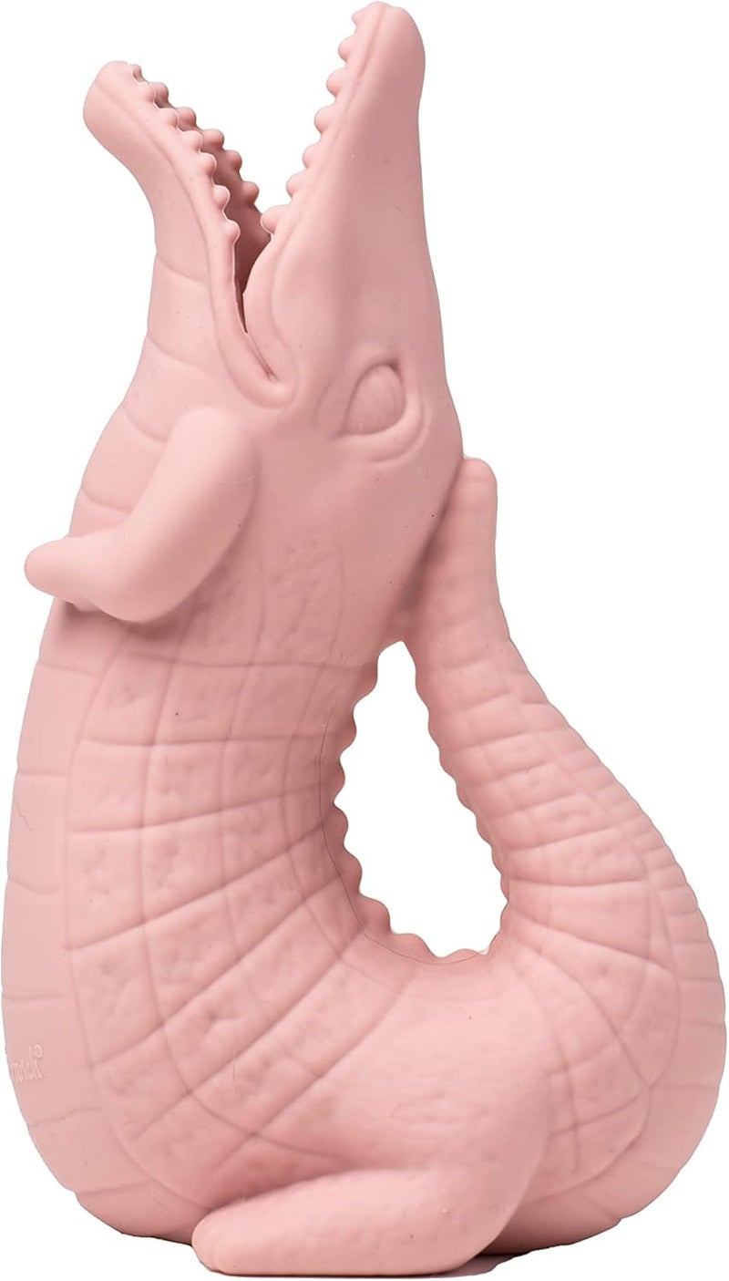 Scrunch Crocodile Bath Jug for Kids - Dusty Rose Silicone Bath Toy - Image 1