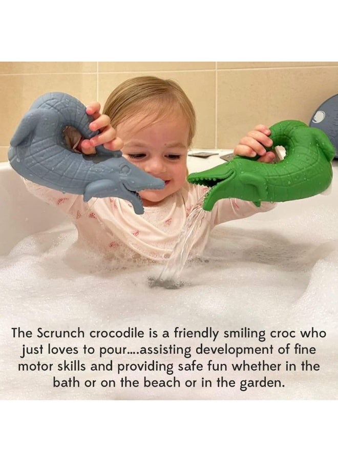 Scrunch Crocodile Bath Jug for Kids - Dusty Rose Silicone Bath Toy - Image 2