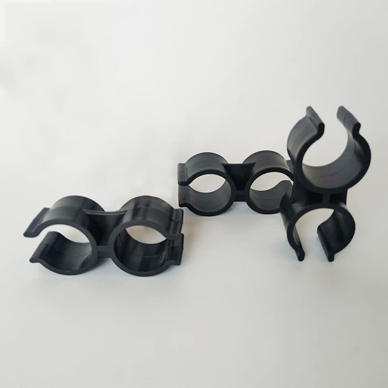 Hdtyyln Black Double Port Pipe Clamps Clips, Hdtyyln 10pcs Plastic Double Line Clamps Shelf Pole Connector Chain Link Fence Panel Clamps Clips, Pipe Linking and Fastening Fastener Accessories - Image 4