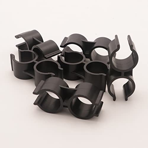 Hdtyyln Black Double Port Pipe Clamps Clips, Hdtyyln 10pcs Plastic Double Line Clamps Shelf Pole Connector Chain Link Fence Panel Clamps Clips, Pipe Linking and Fastening Fastener Accessories - Image 5