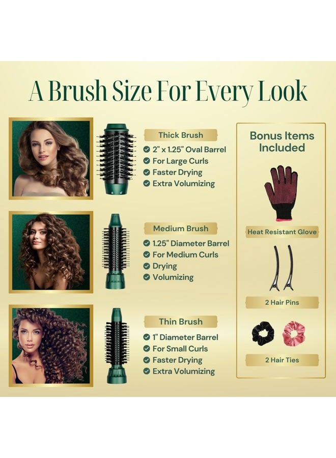 Asani Professional Hot Air Brush for Women, Multipurpose Hair Dryer Brush for Curling or Straightening, Hair Volumizer, Blow Dryer Brush with Interchangeable Brushing Heads for All Hair Types - Image 3