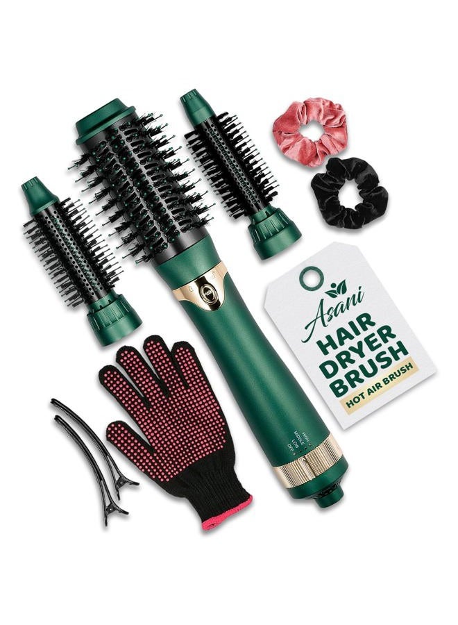 Asani Professional Hot Air Brush for Women, Multipurpose Hair Dryer Brush for Curling or Straightening, Hair Volumizer, Blow Dryer Brush with Interchangeable Brushing Heads for All Hair Types - Image 1