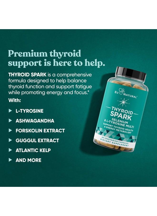 Spark Energy Support – Thrive, Naturally Fight Fatigue, Balance Hormones, Promote Focused Energy – Zinc, Selenium, Iodine – 60 Vegetarian Soft Capsules