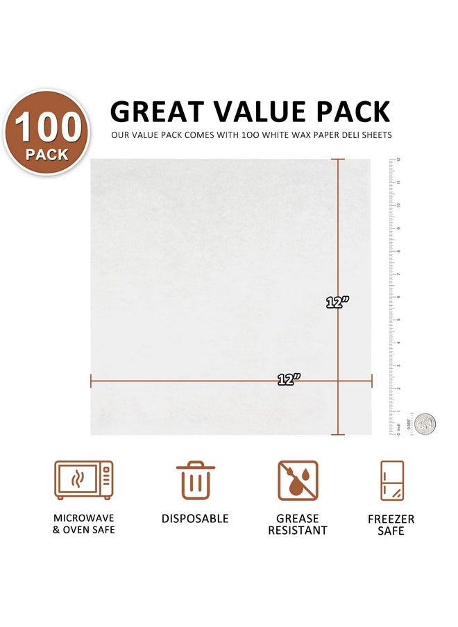 100PCS Deli Paper Sheets 12×12", Unbleached White Wax Paper Sheets for Food Basket Liners, Precut Parchment Paper Baking Sheets for Cookies, Grease Resistant Sandwich Wrappering Paper by Neyimqr