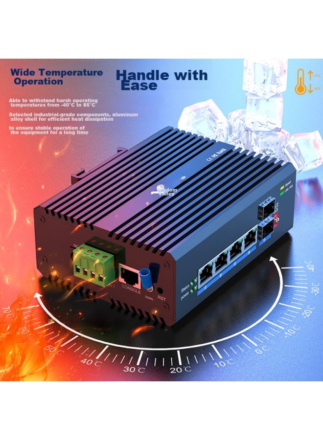 Smart Valley Huigu Industrial Ring Network Switch, Gigabit 2 Optical 4 Electrical Rail-mounted Fiber Optic Switch, Transceiver, Managed Type, Erps Ring Group Vlan Parioning, Hg800-23 - Image 4