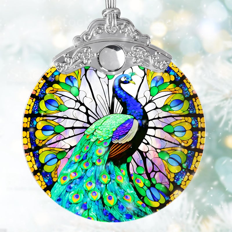 Jocidea الزجاج الملون Suncatcher Jocidea الطاووس زخرفة عيد الميلاد الحلي العطلات الحلي الشجرة عيد الميلاد ديكور الطاووس ديكور للهدية الطاووس المنزل - Image 2