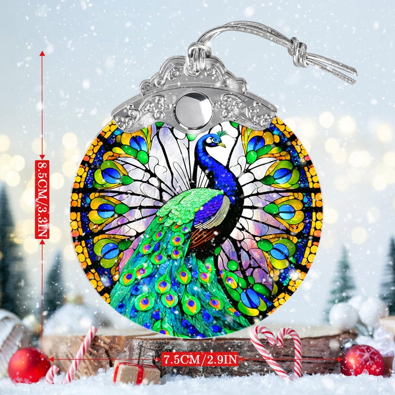 Jocidea الزجاج الملون Suncatcher Jocidea الطاووس زخرفة عيد الميلاد الحلي العطلات الحلي الشجرة عيد الميلاد ديكور الطاووس ديكور للهدية الطاووس المنزل - Image 4