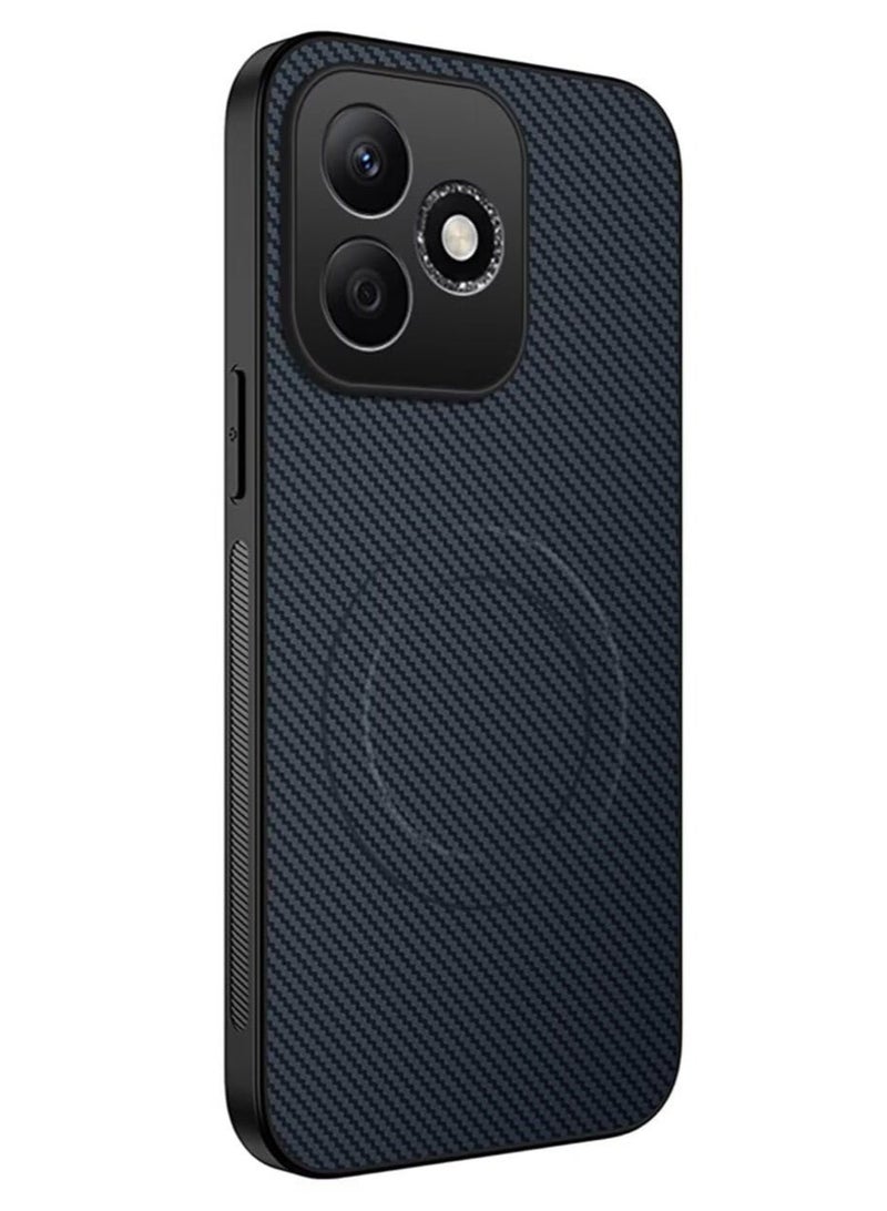 بارالونا جراب لهاتف Honor 600 Lite، غطاء من ألياف الكربون، خفيف الوزن للغاية وغير دهني، حلقة معدنية مدمجة للشحن المغناطيسي، غطاء نحيف مقاوم للصدمات - أزرق - Image 1