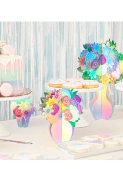 Excefore Table Decor Fake Flower, Iridescent Flower Centerpieces for Holographic, Party 3D Vase Decorations, Birthday Party Table Decor Engagement Baby Shower Bridal Shower Party Wedding Supplies 5pcs  - Image 5