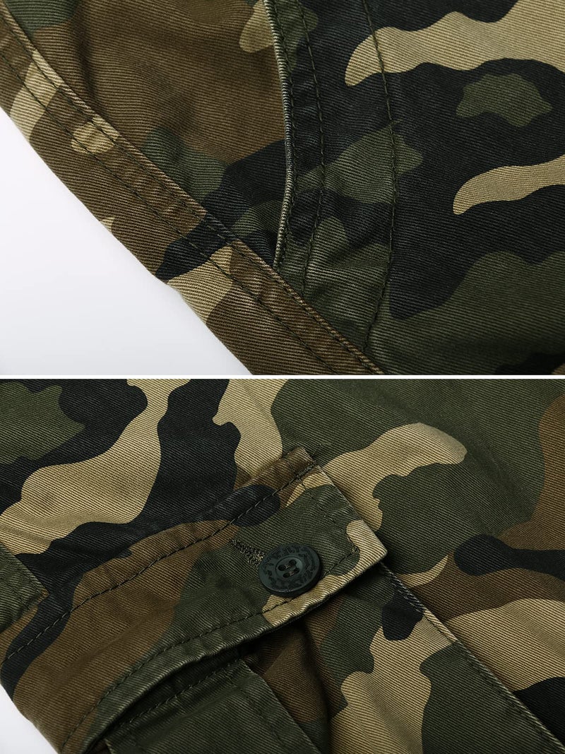 OCHENTA Men's Camo Cargo Pants Cotton Casual Work Tactical Combat Tactical Pant with 8 Pockets Army Green Camo M 38 - Image 4