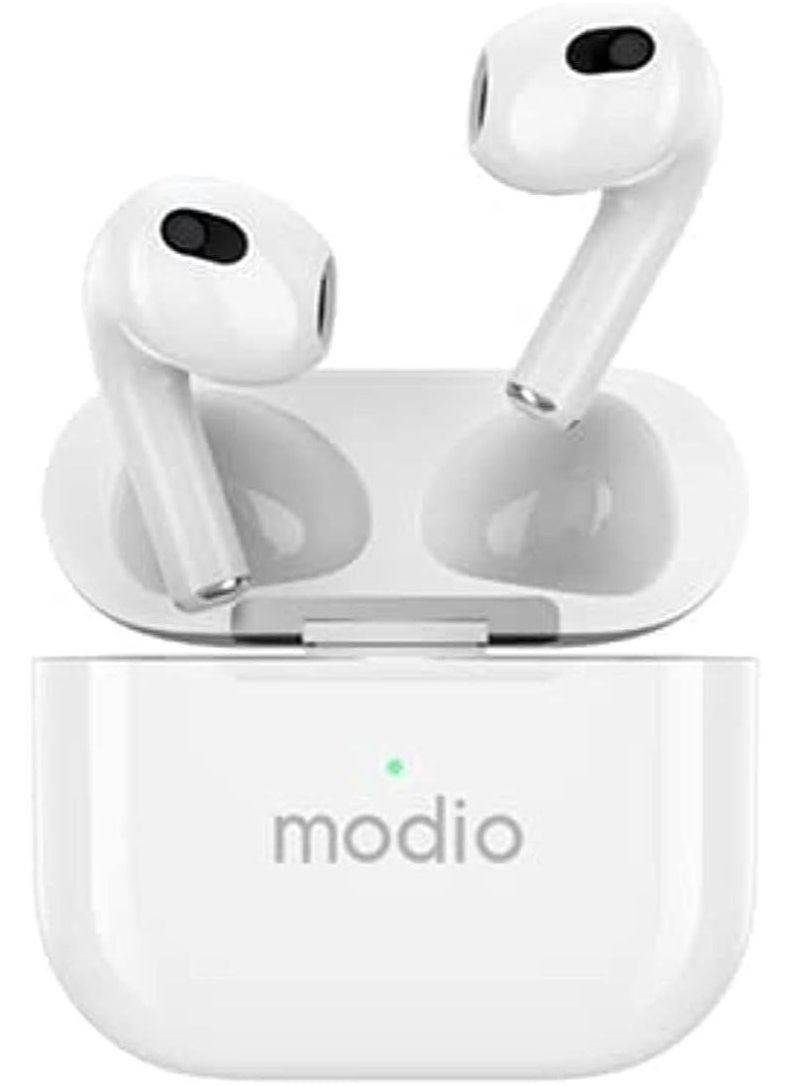 modio ME12 Wireless Bluetooth Headset – Premium Sound, Comfortable Fit, Sleek White Design - Image 1