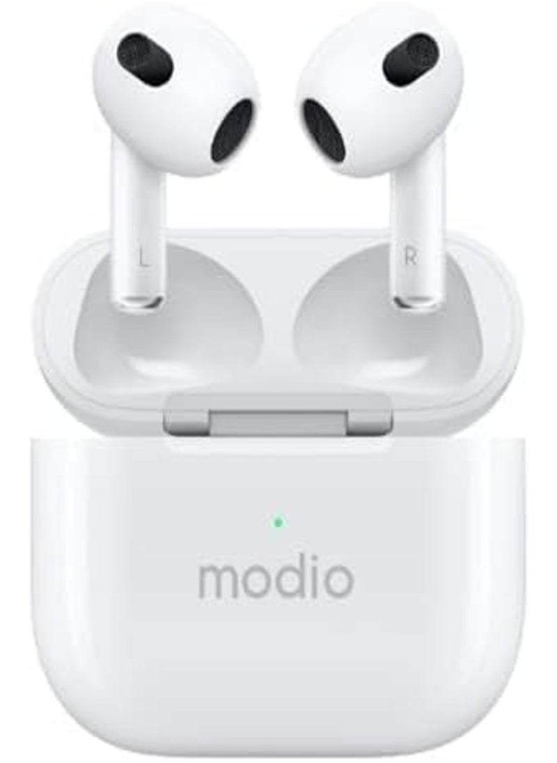 modio ME12 Wireless Bluetooth Headset – Premium Sound, Comfortable Fit, Sleek White Design - Image 4