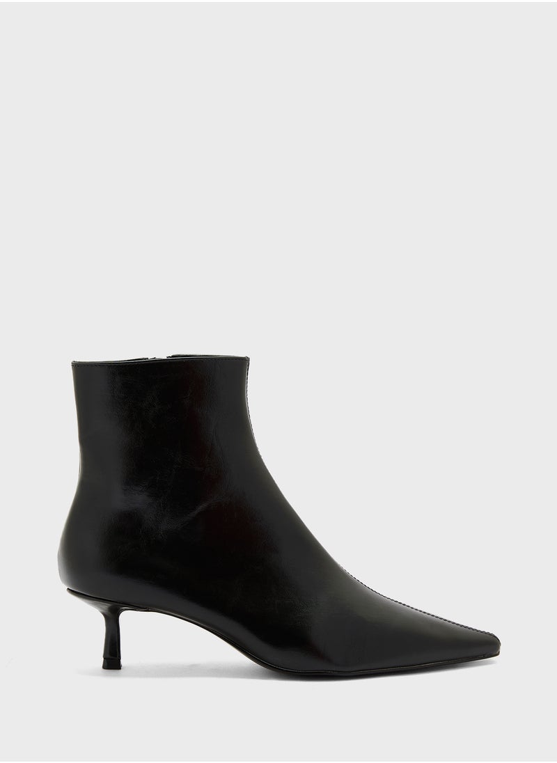MANGO Zipped Through Kitten Heel Ankle Boots  - Image 1