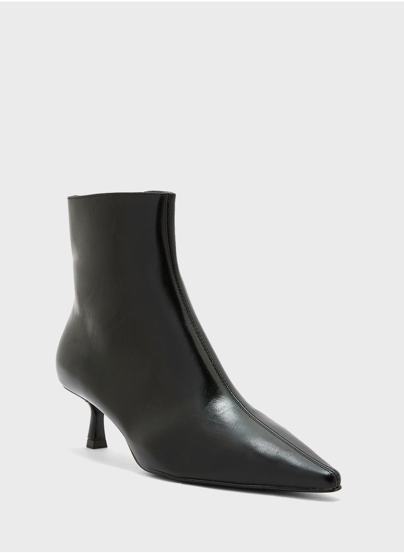 MANGO Zipped Through Kitten Heel Ankle Boots  - Image 2