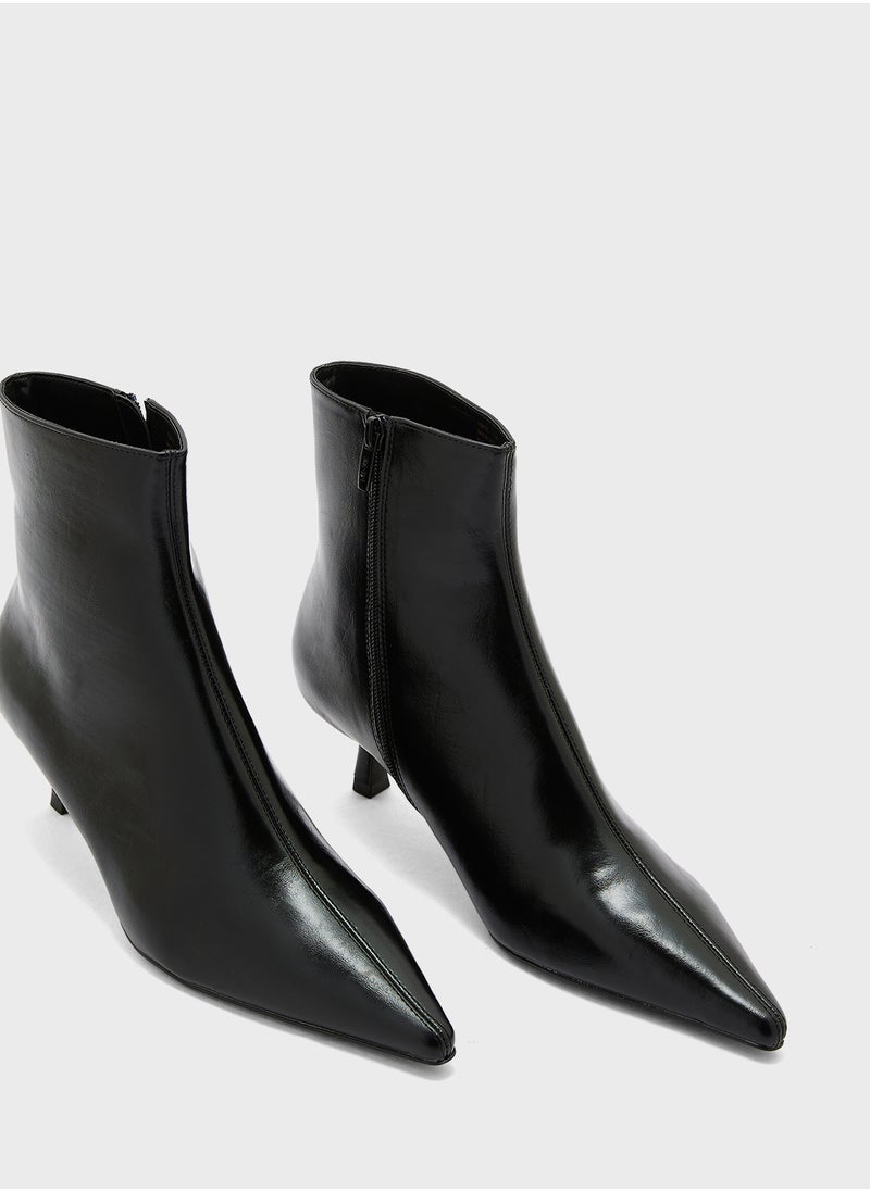 MANGO Zipped Through Kitten Heel Ankle Boots  - Image 4