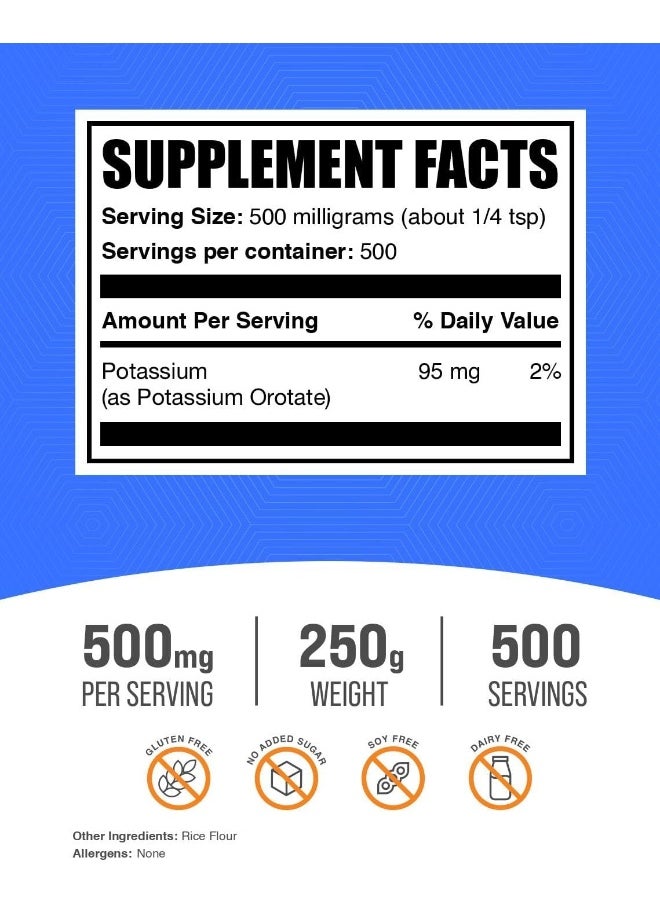 BulkSupplements - BulkSupplements.com Potassium Orotate Powder - Fasting Supplement - Potassium Powder - Electrolytes Keto Friendly - Potassium Supplement - Fasting Supplements (250 Grams - 8.8 oz) - Image 1